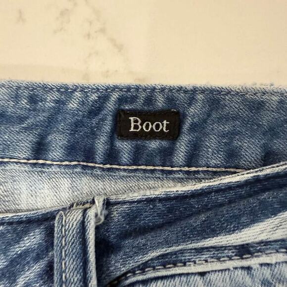 RF Rock LA Express Boot Cut Y2K Low Rise Distressed Denim Jeans Womens 12 Grunge - Picture 4 of 10